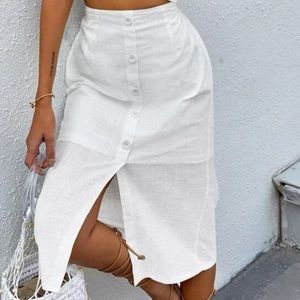 New white button down skirt